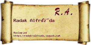 Radak Alfréda névjegykártya